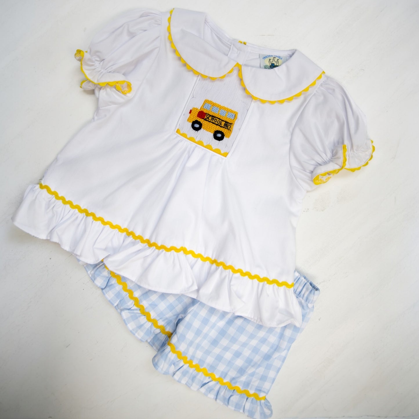 Hand Smocked School Bus Short Set