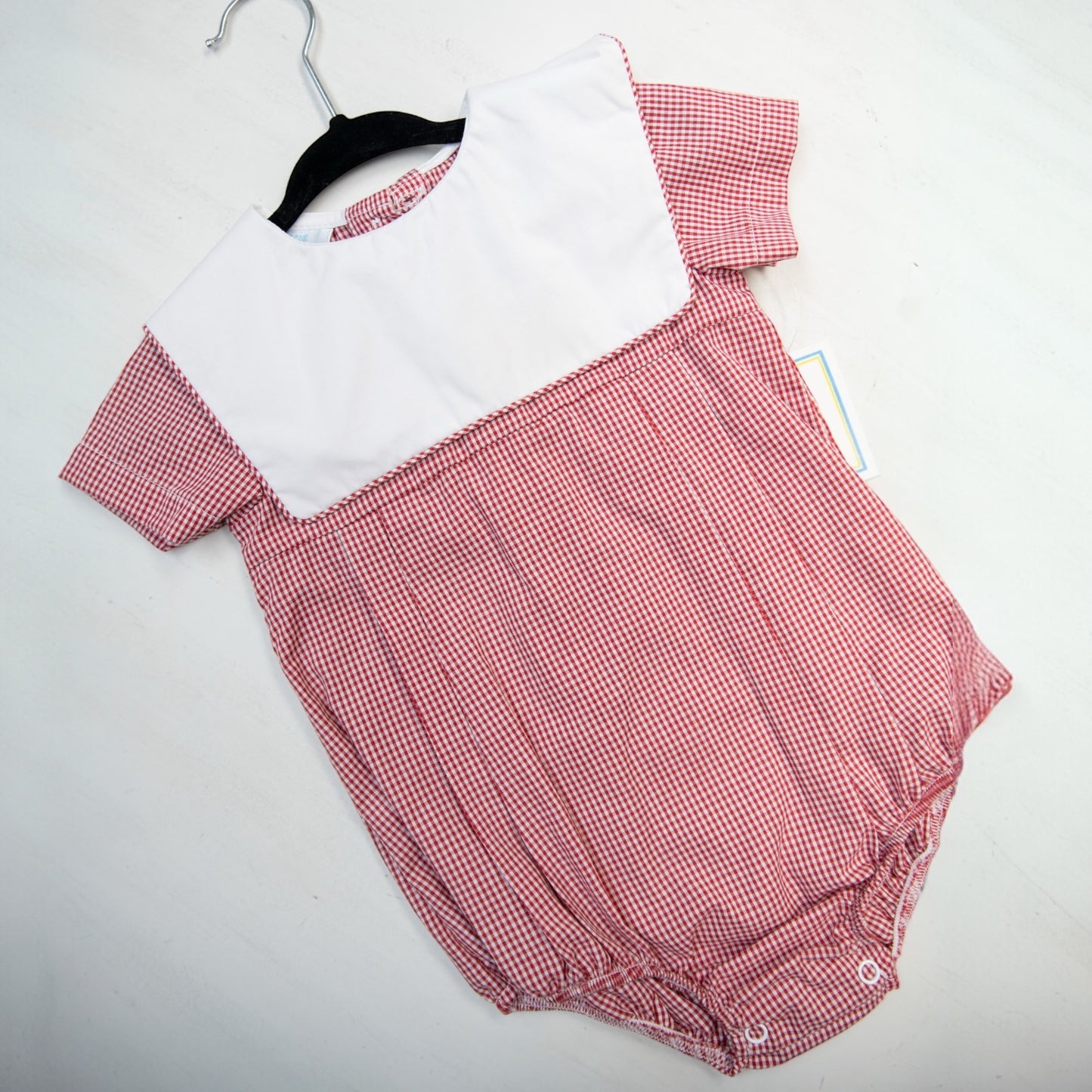 Blank Bib Gingham Boy Bubble