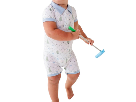 Kiki and Lulu Blue Dressed to the Tee Collared Shorties