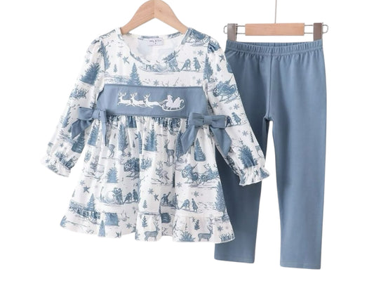 Christmas Toile Two-Piece Girls Set