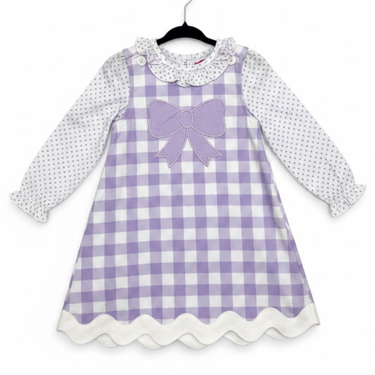 Scout & Holland Purple Gingham Bow Dress
