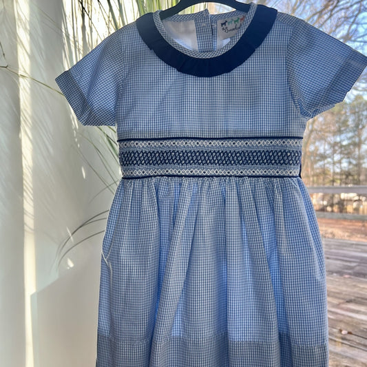 Hand Smocked Blue Dress