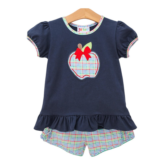 Jellybean Plaid Apple Ruffle Short Set