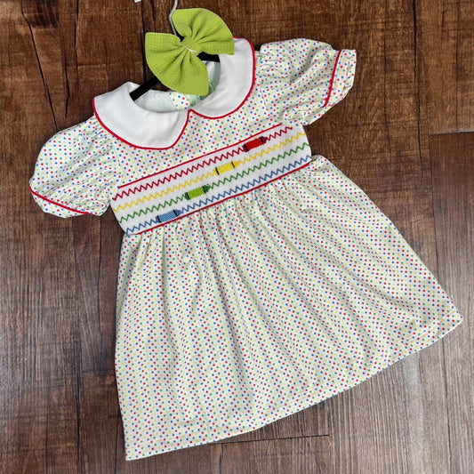 Polka Dot Smocked Crayon Dress