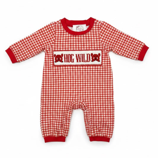 Smocked “Hog Wild” Boy Romper