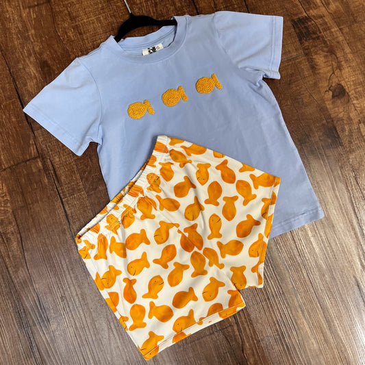 Seersucker Joey Goldfish Two-Piece Boy Short Set