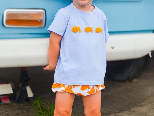 Seersucker Joey Goldfish Two-Piece Bloomer Boy Set