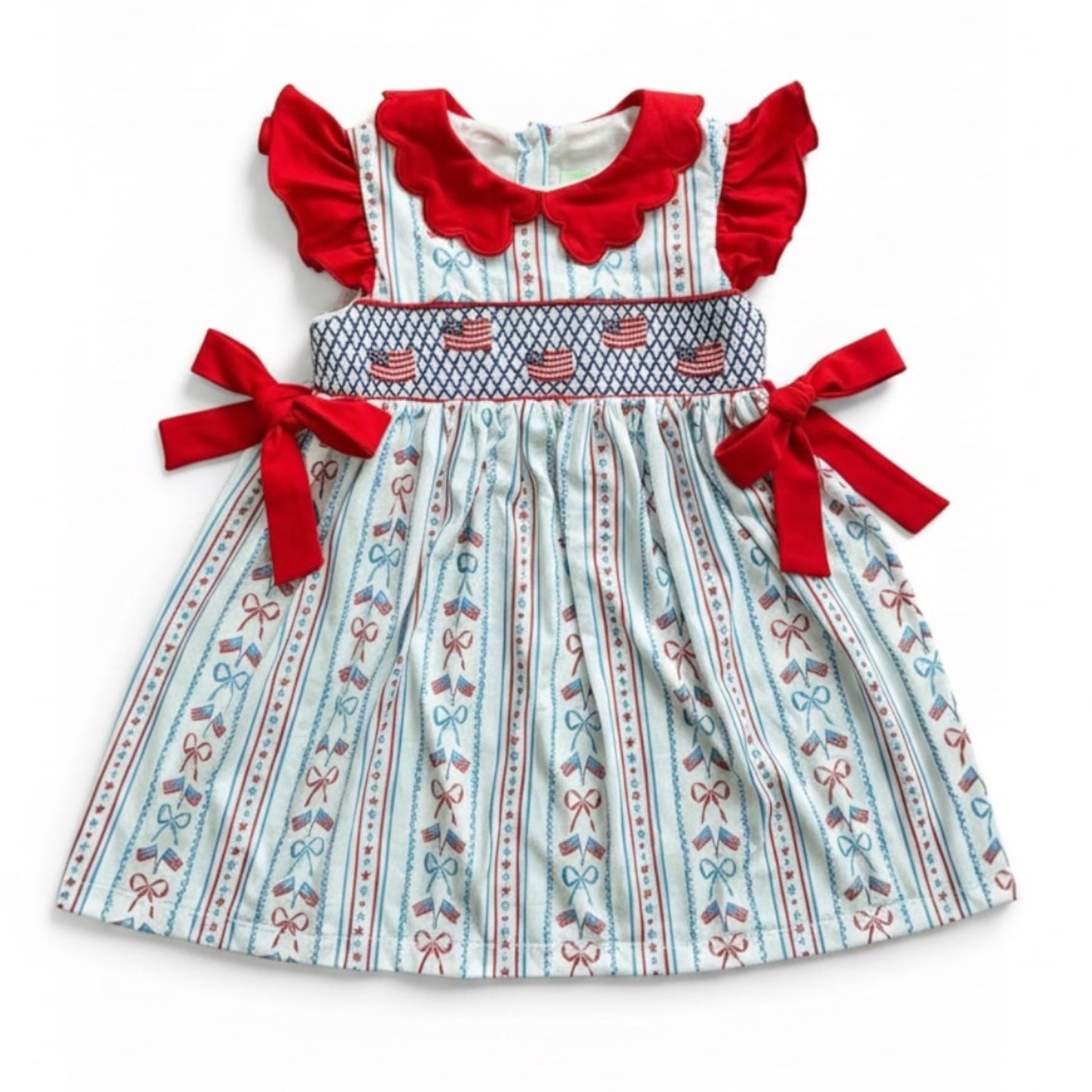 Hand Smocked Flag Dress