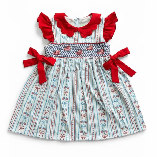 Hand Smocked Flag Dress