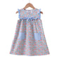 Blue Floral Ruffle Dress