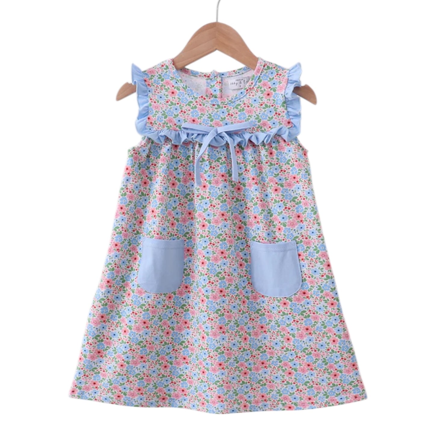Blue Floral Ruffle Dress