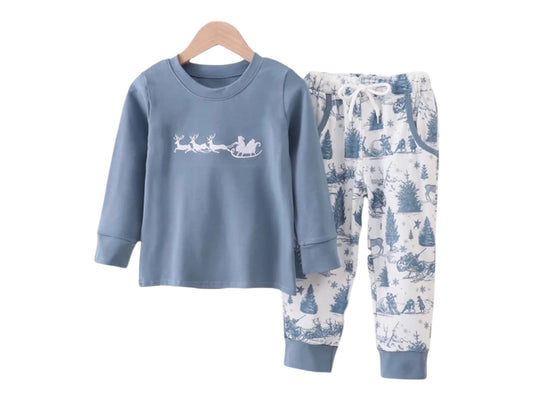 Christmas Toile Two-Piece Boy Jogger