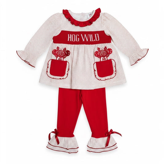 Smocked “Hog Wild” Girl Set