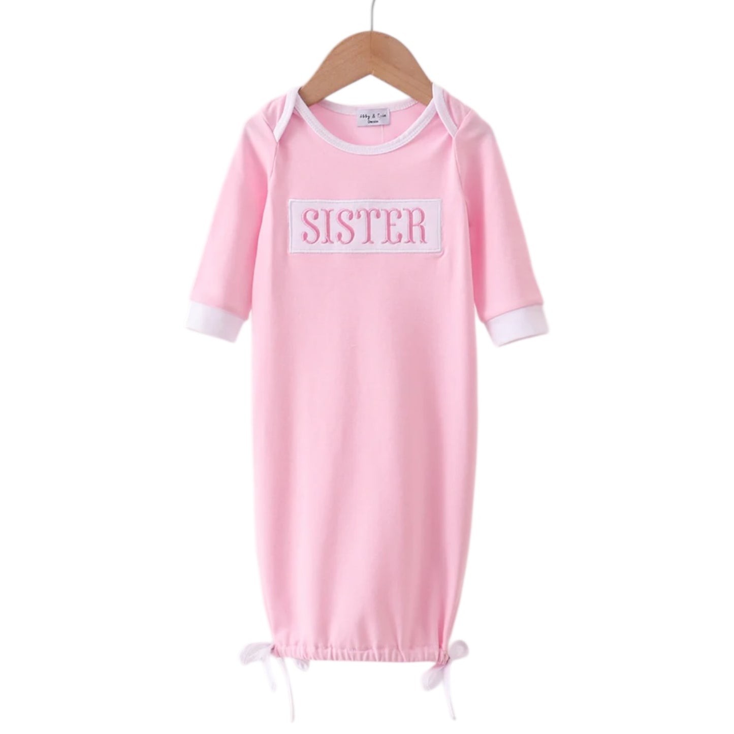 Pink “Sister” Baby Gown