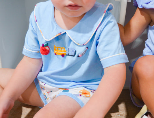 Back to School Two-Piece French Knot Boy Set