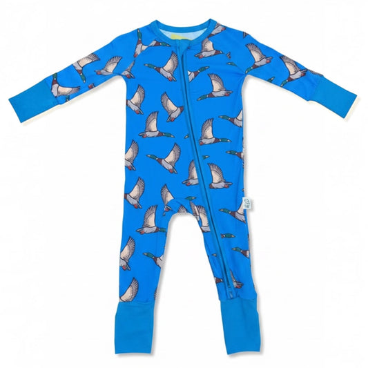 Blue Feathered Bamboo Romper