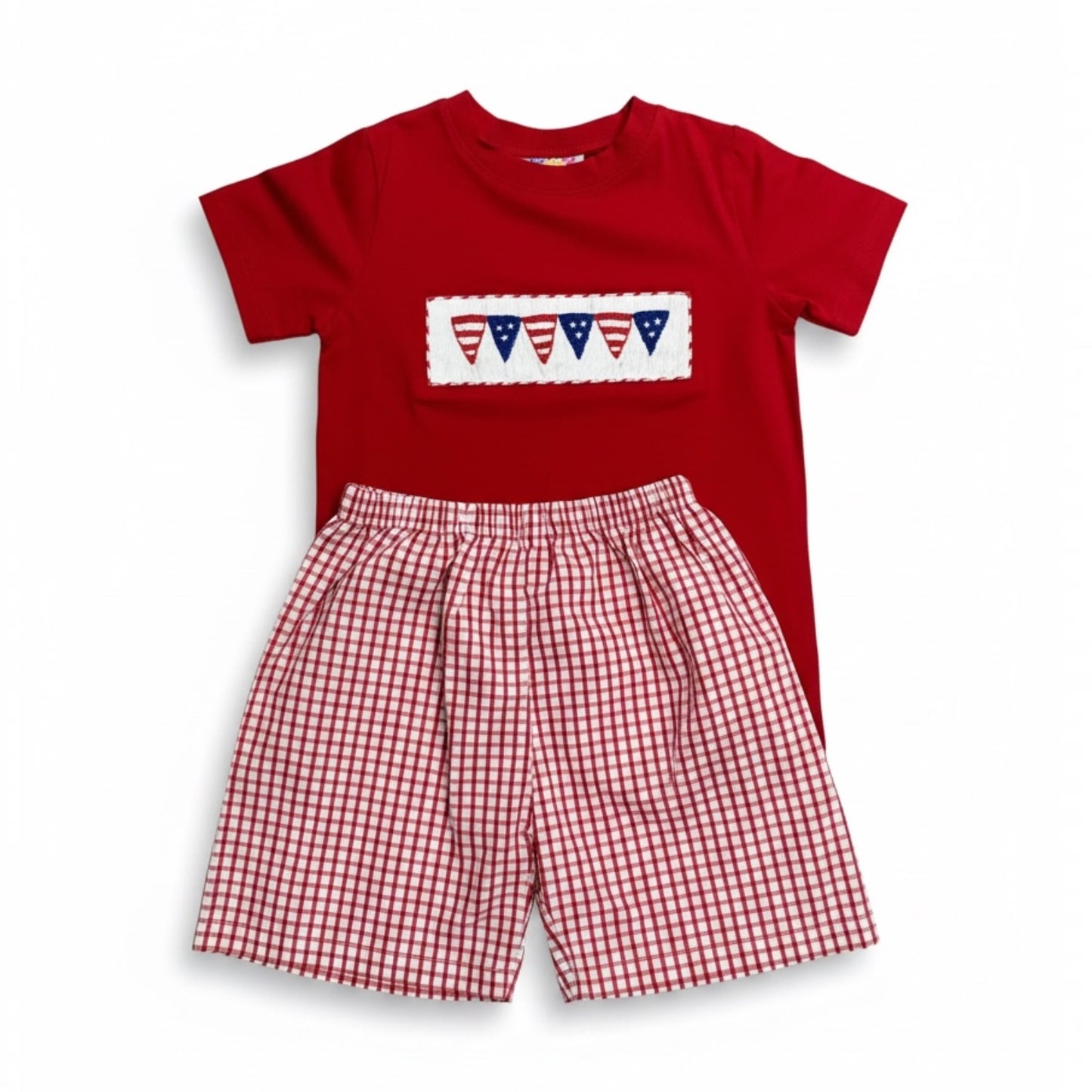 Hand Smocked Flag Short Set