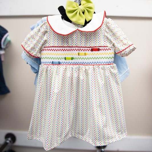 Polka Dot Smocked Crayon Dress