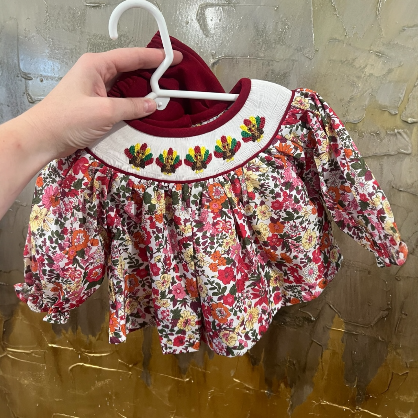 Smocked Floral Thanksgiving Bloomer Set