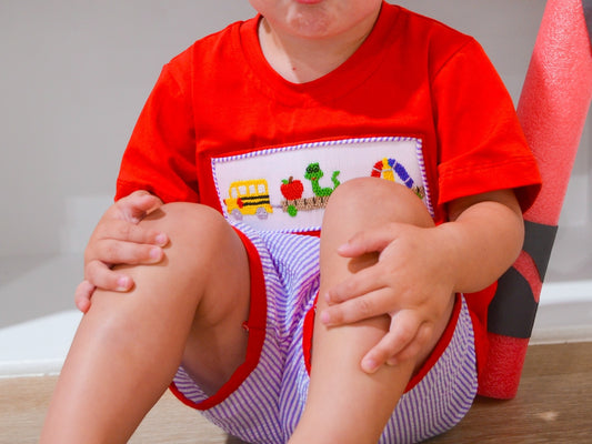 Back to School Two-Piece Smocked Boy Set