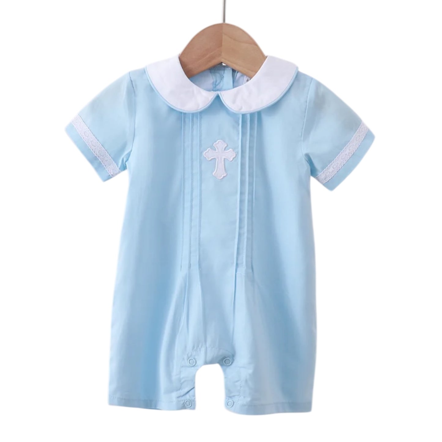 Blue Appliqué Cross Romper